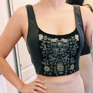 Urban Outfitters ecote embroidered crop top Gray